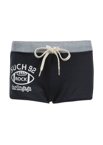 Casual Letter Printed Lace Up Workout Gym Shorts Running Shorts