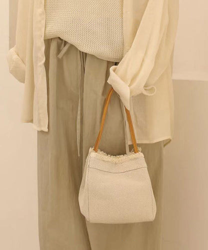 Casual Light Blue Denim Splicing Tassel Bucket Bag