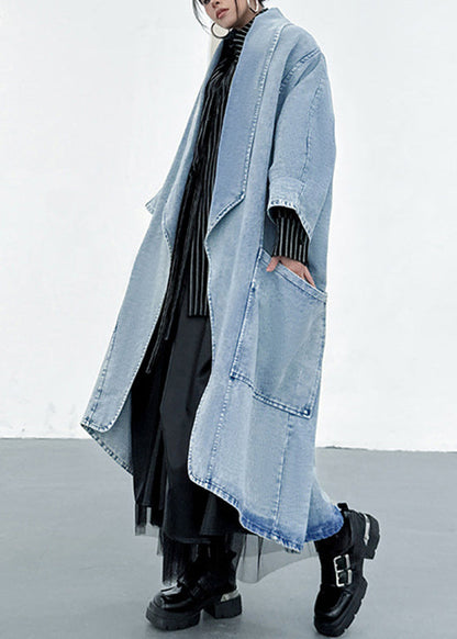 Casual Loose Pocket Batwing Sleeve Denim Cardigan Coat