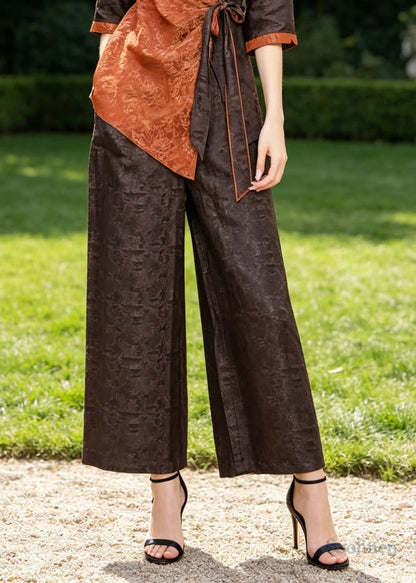 Casual Orange Asymmetrical Patchwork Jacquard Two Piece Suit Set Half Sleeve