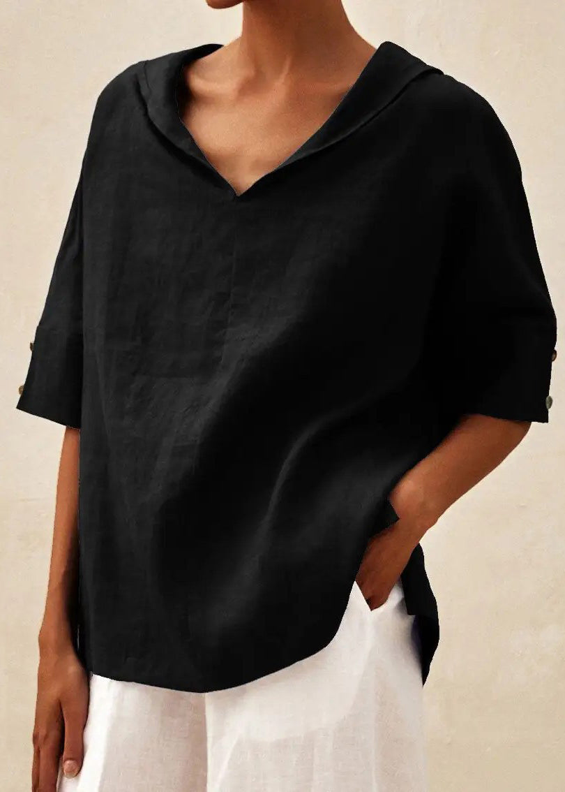 Casual Orange O-Neck Side Open Shirts Short Sleeve