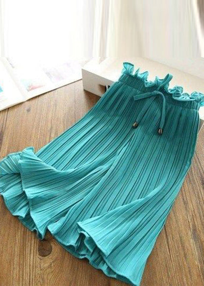 Casual Pink Elastic Waist Kids Ice Silk Crop Pants Summer