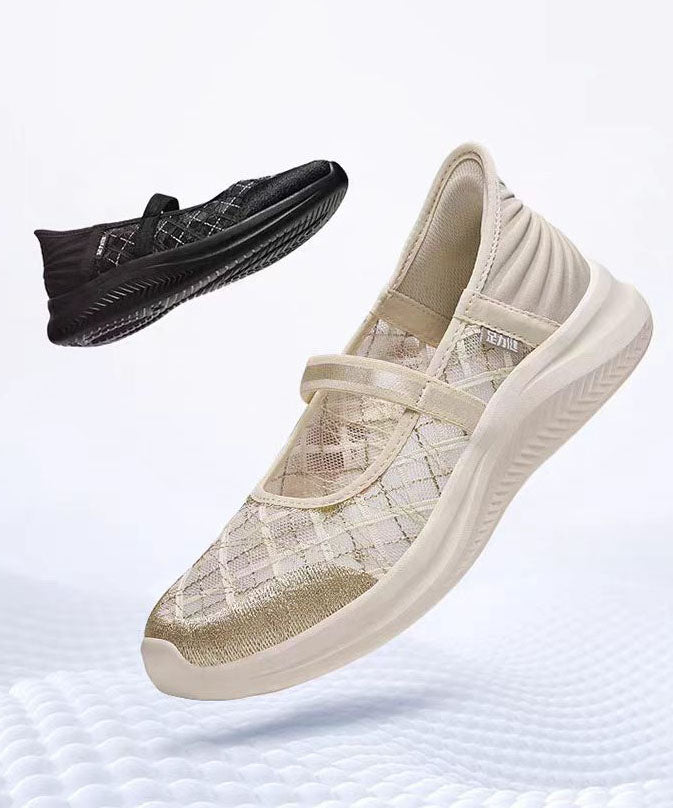 Champagne Breathable Mesh Casual Splicing Flat Shoes For Women