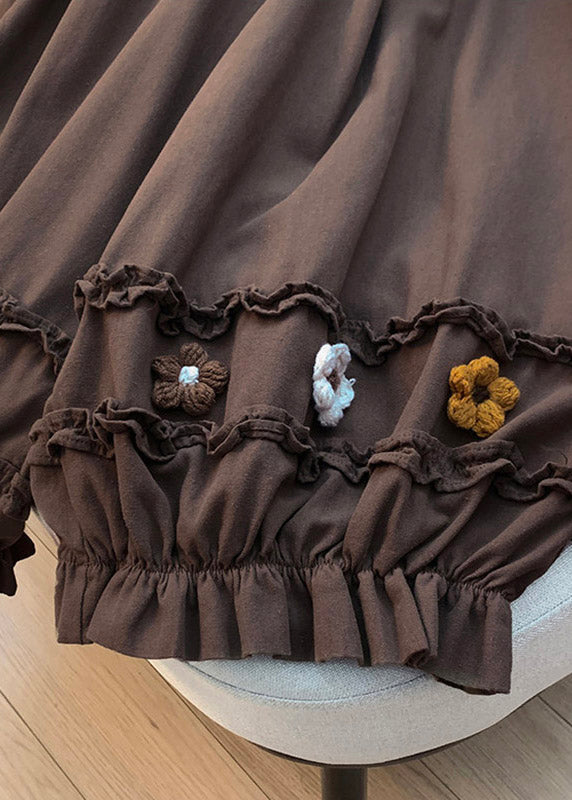 Chic Beige Ruffled Patchwork Wide Leg Pants Summer