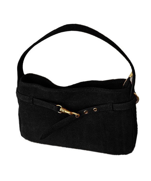 Chic Black Solid Durable Suede Shoulder Bag