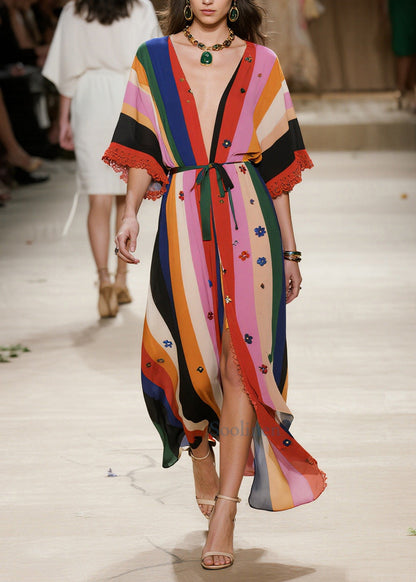 Chic Colorblock Oversized Patchwork Flower Chiffon Cardigan Summer