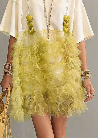 Chic Colorblock Tulle Patchwork Mid Dress Summer