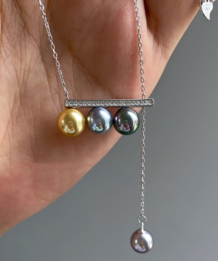 Chic Colorful Pull Out Bar Shaped Diamond Inlay Silver Necklace
