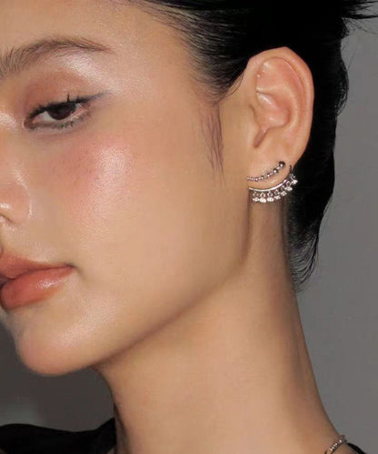 Chic Gold Copper Overgild Zircon Patchwor Tassel Two Ways Of Wearing It Stud Earrings