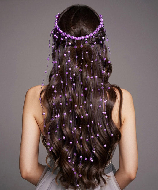Chic Handmade Purple Pearl Tassel HairPiece