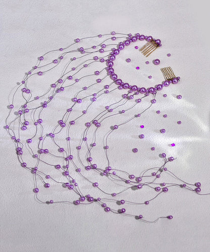 Chic Handmade Purple Pearl Tassel HairPiece