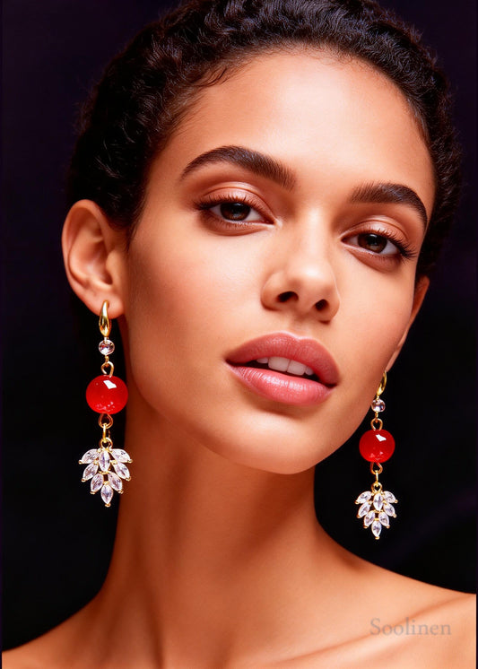 Chic Red Crystal Sparkling Drop Earrings