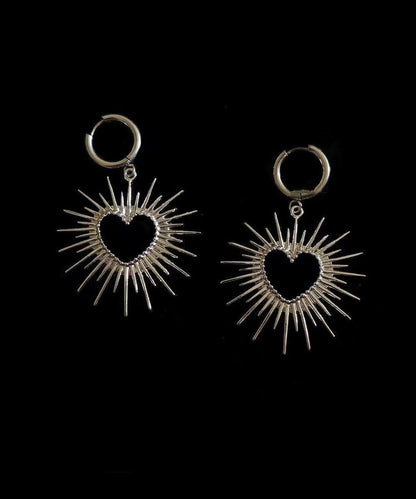 Chic Silk Alloy Hollow Out Love Hoop Earrings