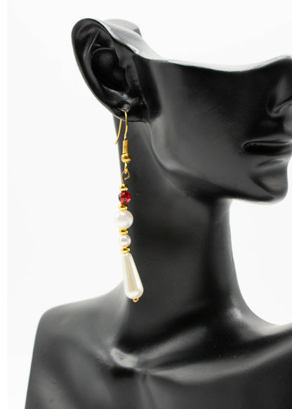 Chic White Pearl Asymmetrical Design Drop Earrings