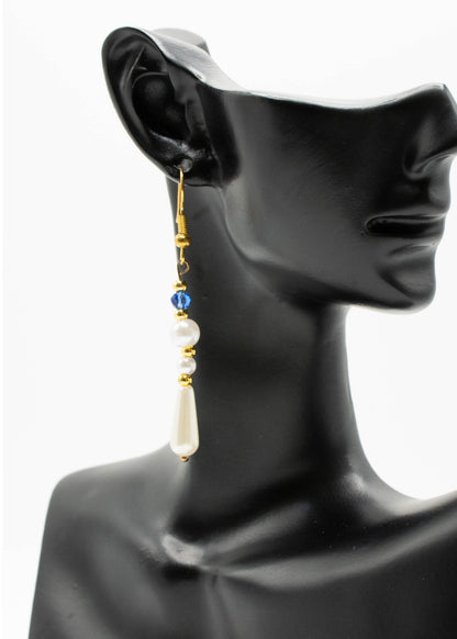 Chic White Pearl Asymmetrical Design Drop Earrings