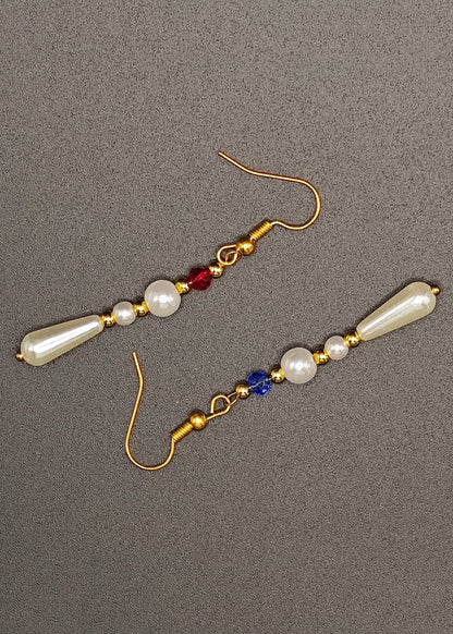Chic White Pearl Asymmetrical Design Drop Earrings