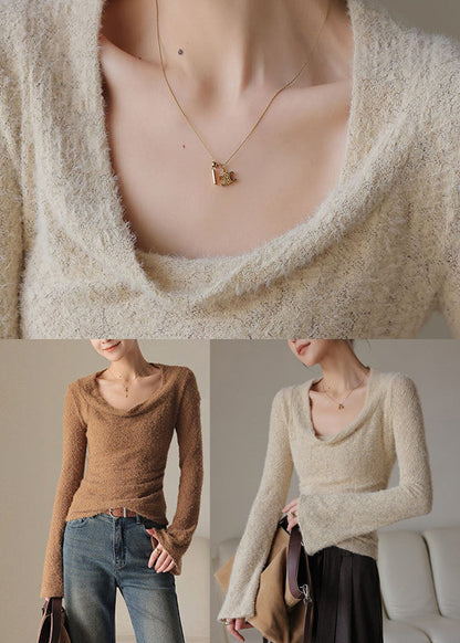 Chocolate Flare Sleeve Patchwork Solid Top