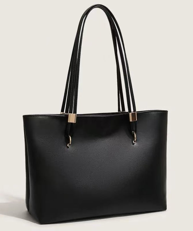 Classy Black Solid Durable Large Capacity Faux Leather Shoulder Bags