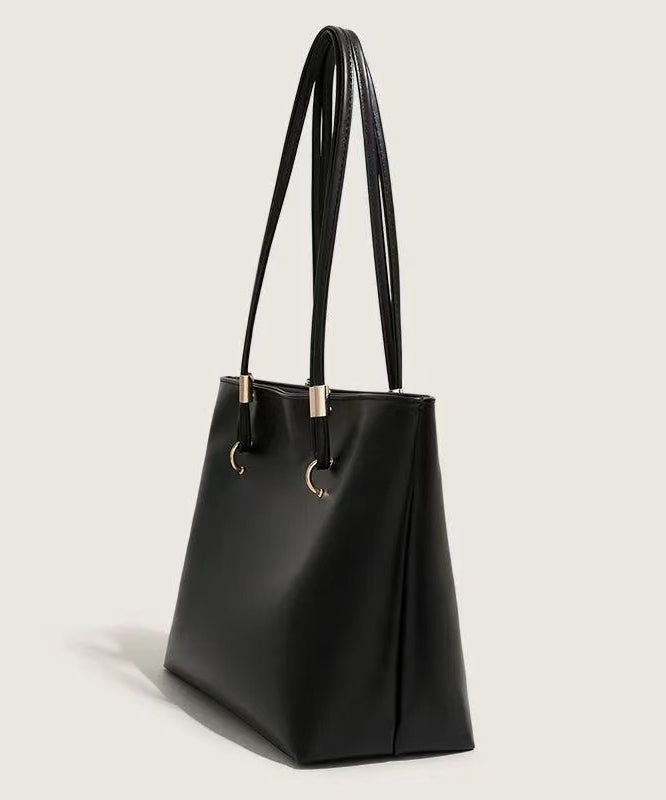 Classy Black Solid Durable Large Capacity Faux Leather Shoulder Bags