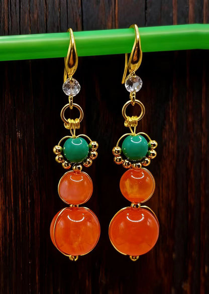 Classy Orange Acrylic Ethnic Style Drop Earrings