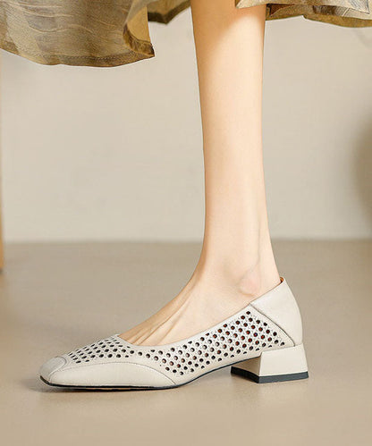 Classy Splicing Chunky Shoes Blue Sheepskin Hollow Out