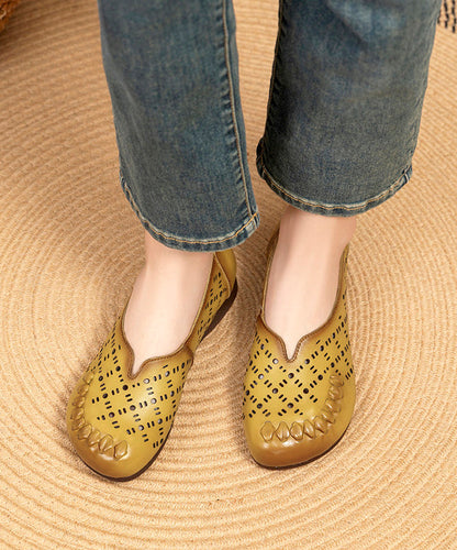 Comfortable Brown Flat Feet Shoes Hollow Out Flats