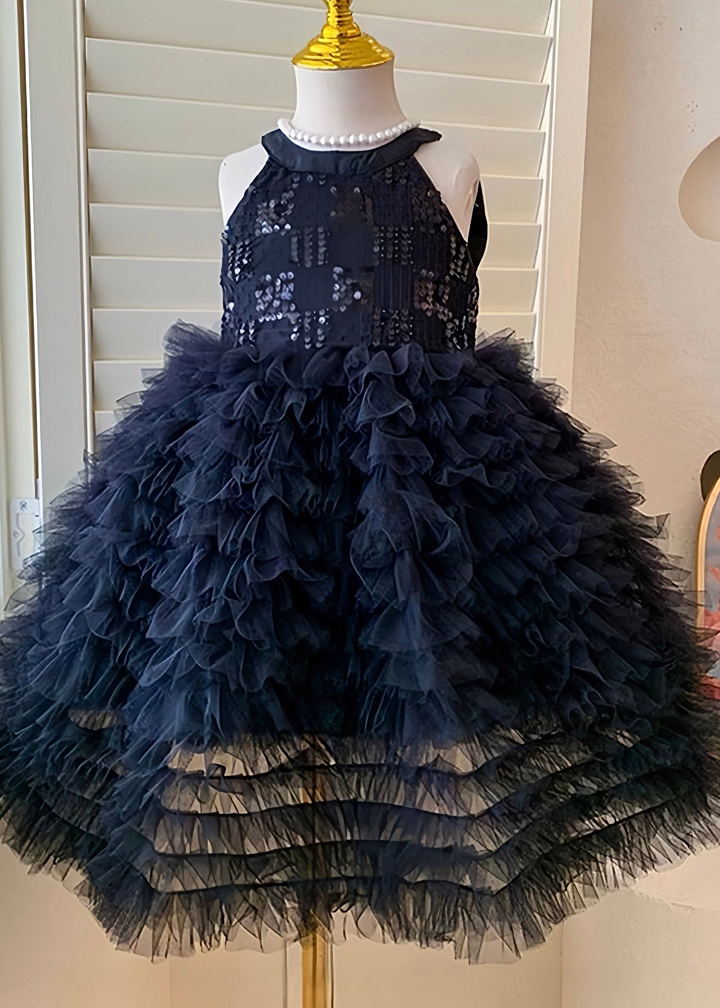 Cute Black Bow Hollow Out Tulle Kids Robe Cake Dresses Sleeveless