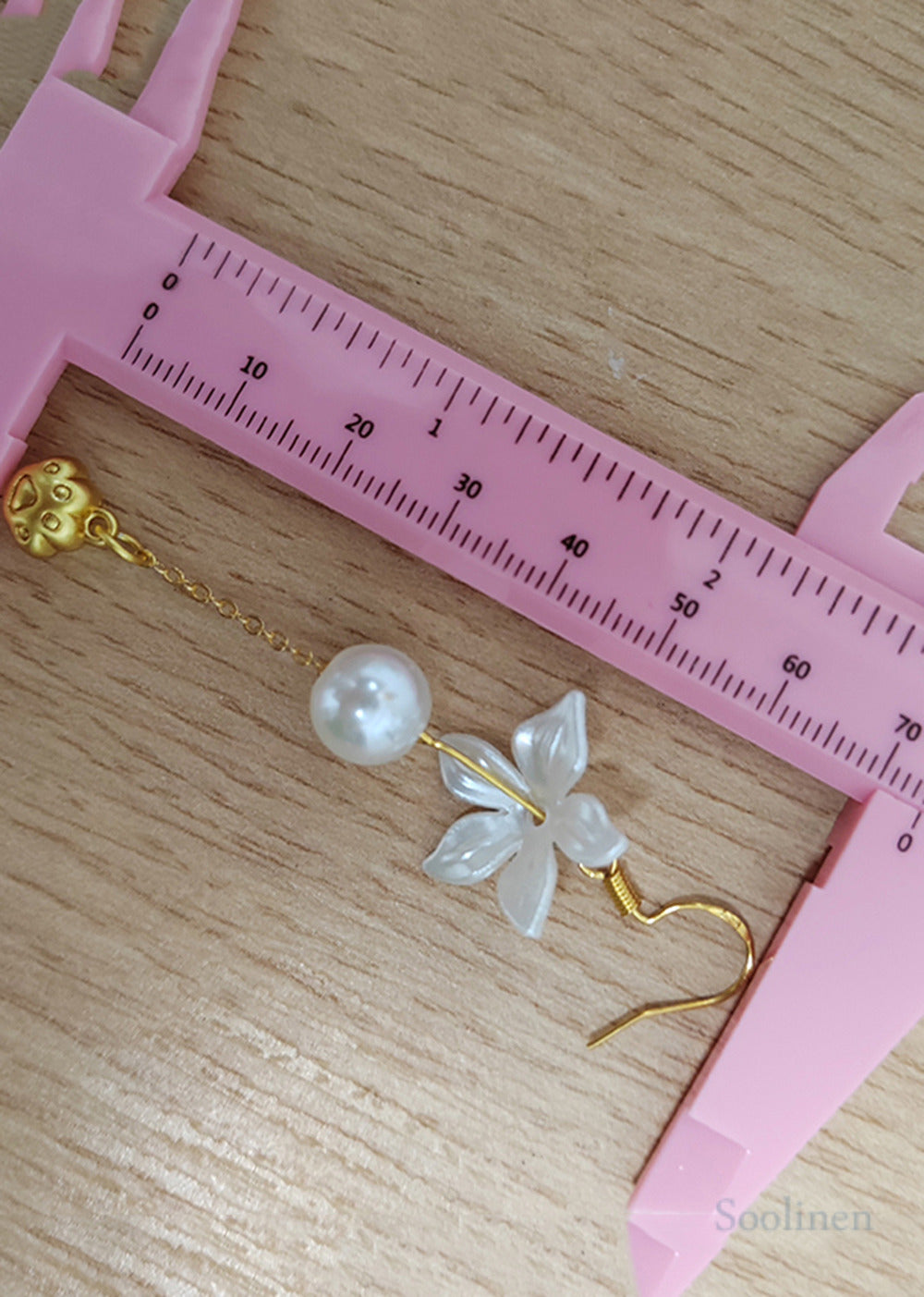 Cute Cat's Paw 14K Gold Pearl Drop Earrings