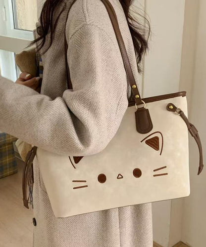 Cute Cate Large Capacity Rivet Faux Leather Satchel Handbag