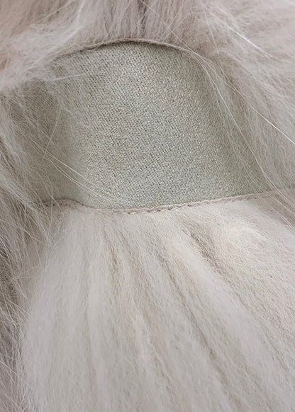 Cute Light Pink V Neck Patchwork Leather And Fur Coats Winter