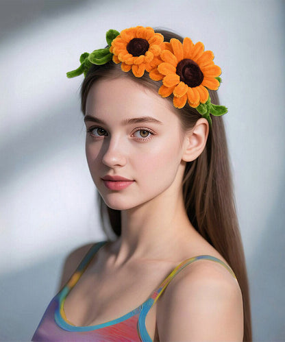 Cute Orange Weave Sunflower HairPiece