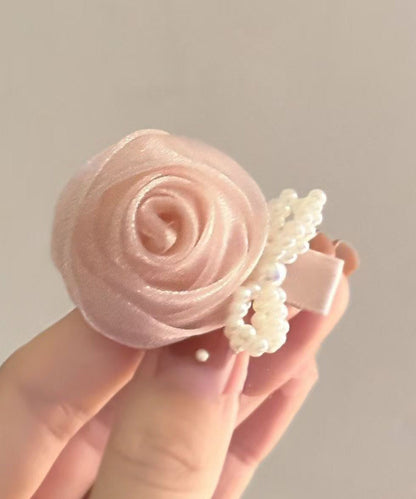 Cute Pink Alloy Tulle Rose A Pair Hairpin