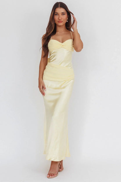 Arizona Sunset Criss-Cross Bow Back Dress Yellow