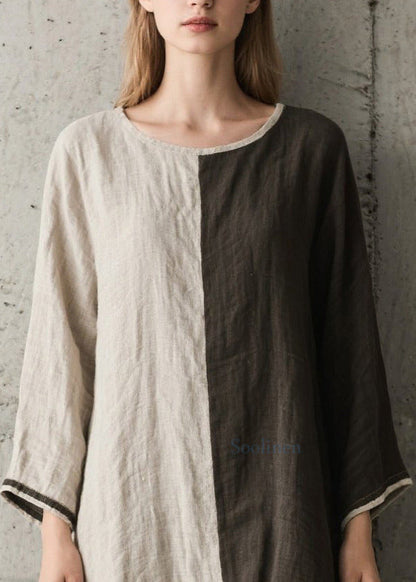 DIY Asymmetrical Patchwork Low High Design Cotton Dress Spring