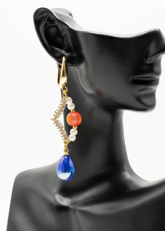 DIY Blue Acrylic Original Design Drop Earrings