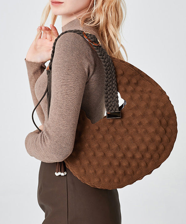 DIY Chocolate Tasseled Solid Durable Cotton Shoulder Bags