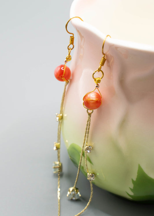 DIY Red Crystal Fringe Trim Rhinestone Drop Earrings