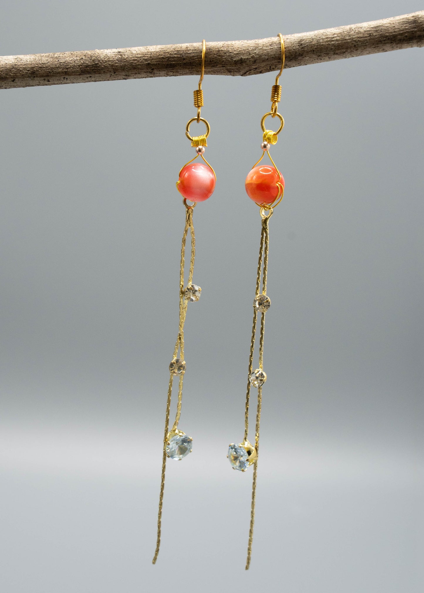 DIY Red Crystal Fringe Trim Rhinestone Drop Earrings