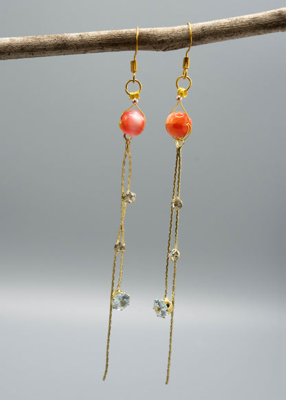 DIY Red Crystal Fringe Trim Rhinestone Drop Earrings