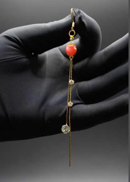 DIY Red Crystal Fringe Trim Rhinestone Drop Earrings
