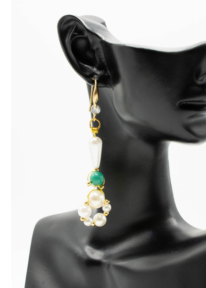 DIY Ring-shaped Pearl Original Design Drop Earrings