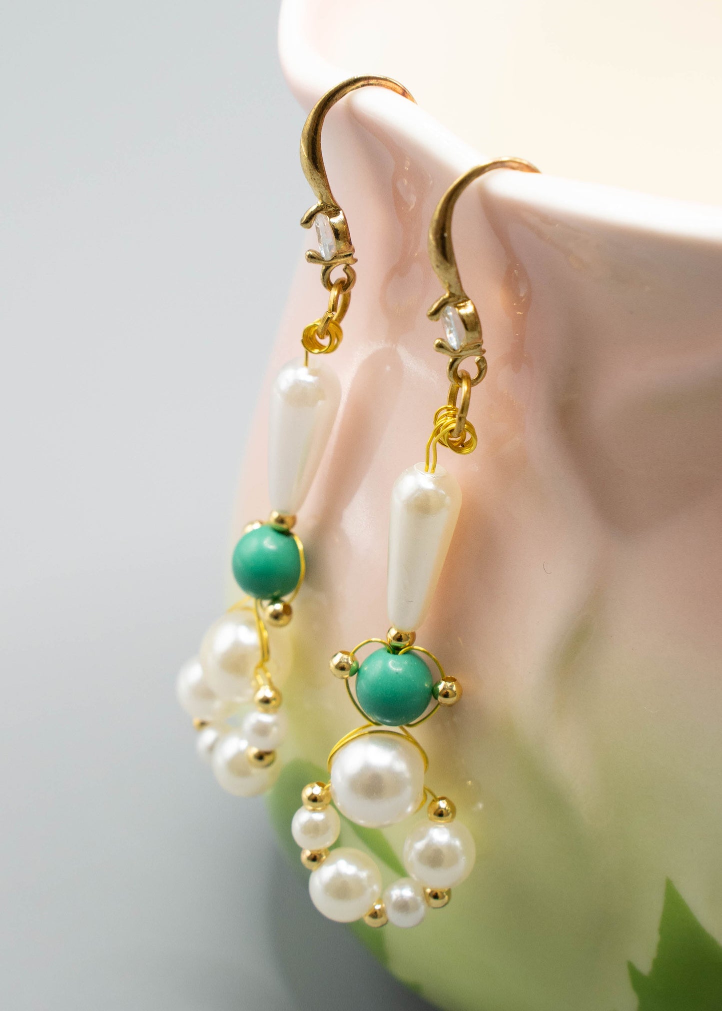 DIY Ring-shaped Pearl Original Design Drop Earrings