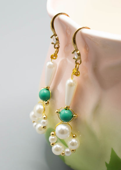 DIY Ring-shaped Pearl Original Design Drop Earrings