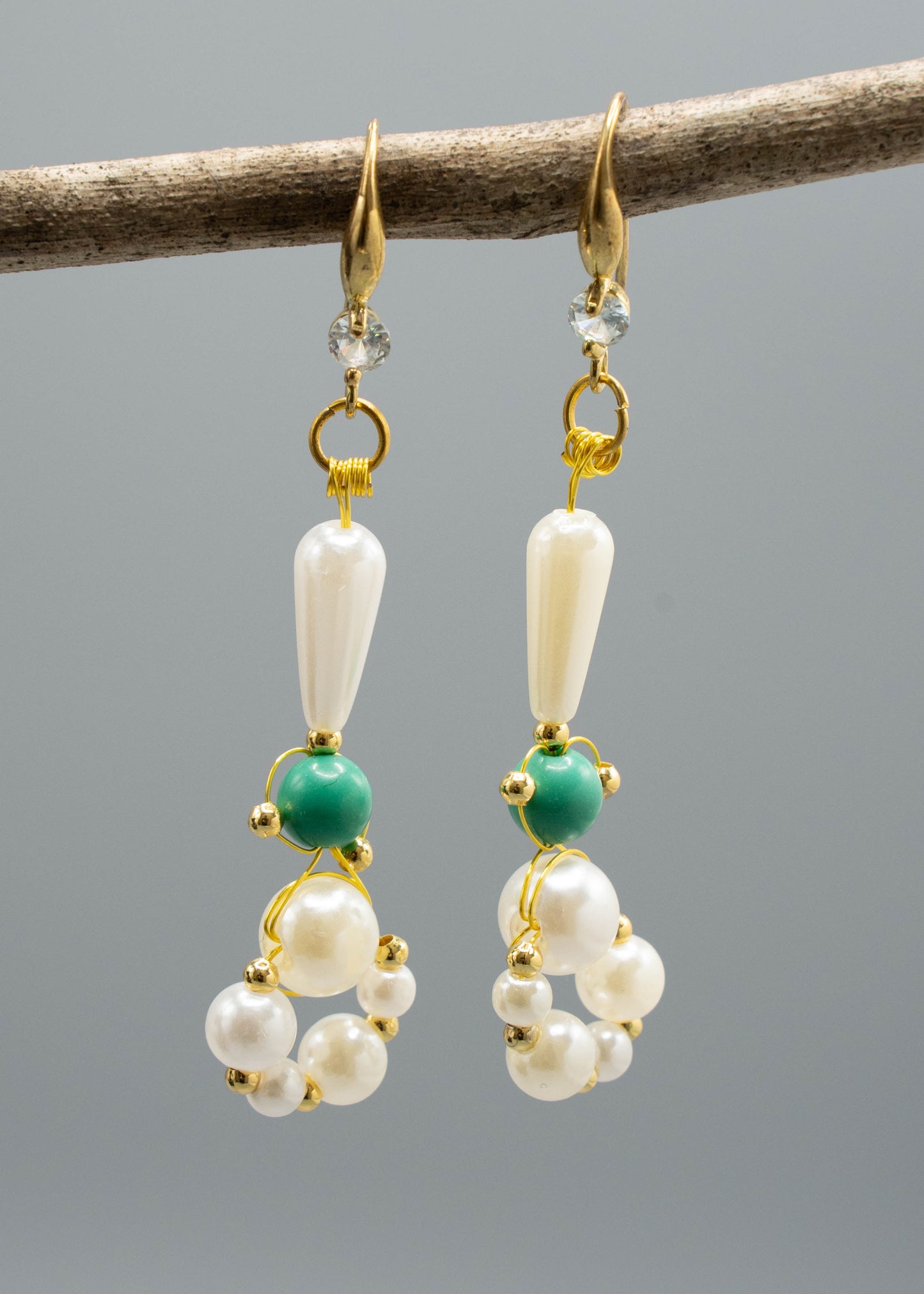 DIY Ring-shaped Pearl Original Design Drop Earrings