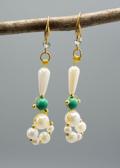 DIY Ring-shaped Pearl Original Design Drop Earrings