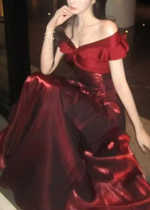 Dinner Mulberry Cold Shoulder Ruffled Maxi DressSummer
