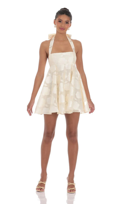 Floral Flare Babydoll Dress in Cream