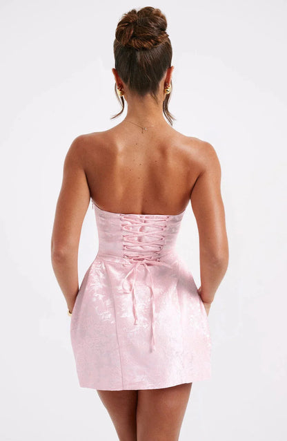Elenora Mini Dress - BLUSH/IVORY