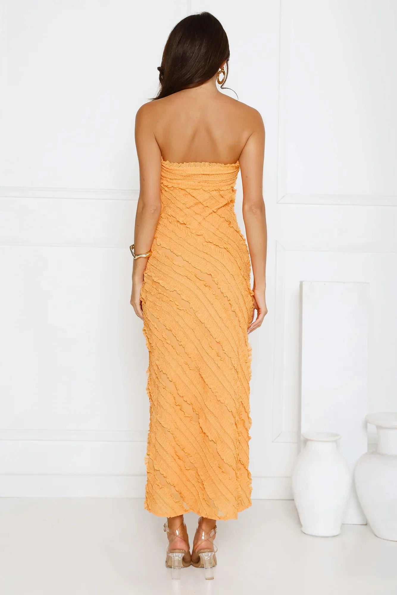 Daydream Delight Strapless Maxi Dress Orange