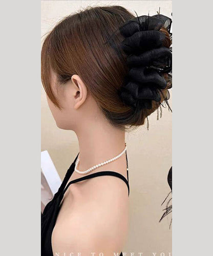 Elegant Black Alloy Tulle Bow Feather Hairpin